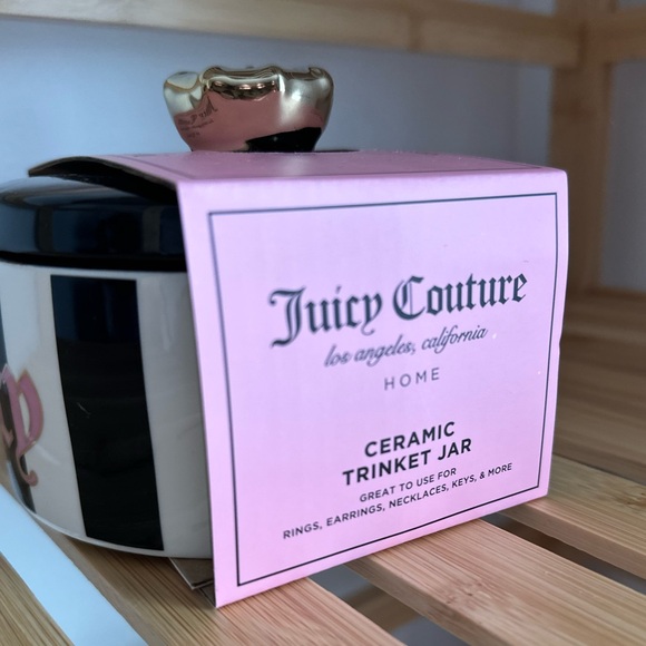 Juicy Couture Black And White Stripe Ceramic Trinket Jar – Modern Y2K Moment - Picture 5 of 6